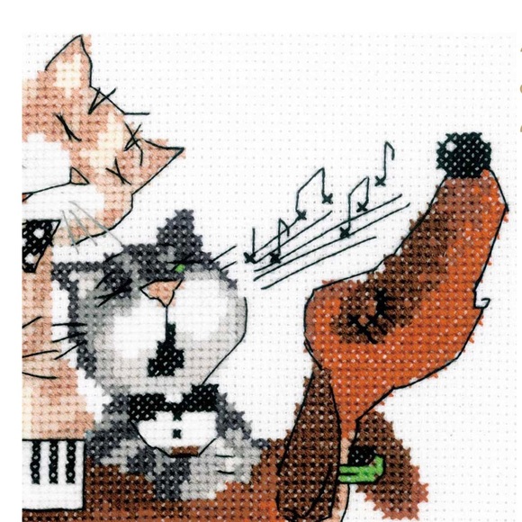 Cross Stitch Riolis Dachshund Blues Counted Kit Musical Cats Dog Piano DIY 2014 - Picture 4 of 7